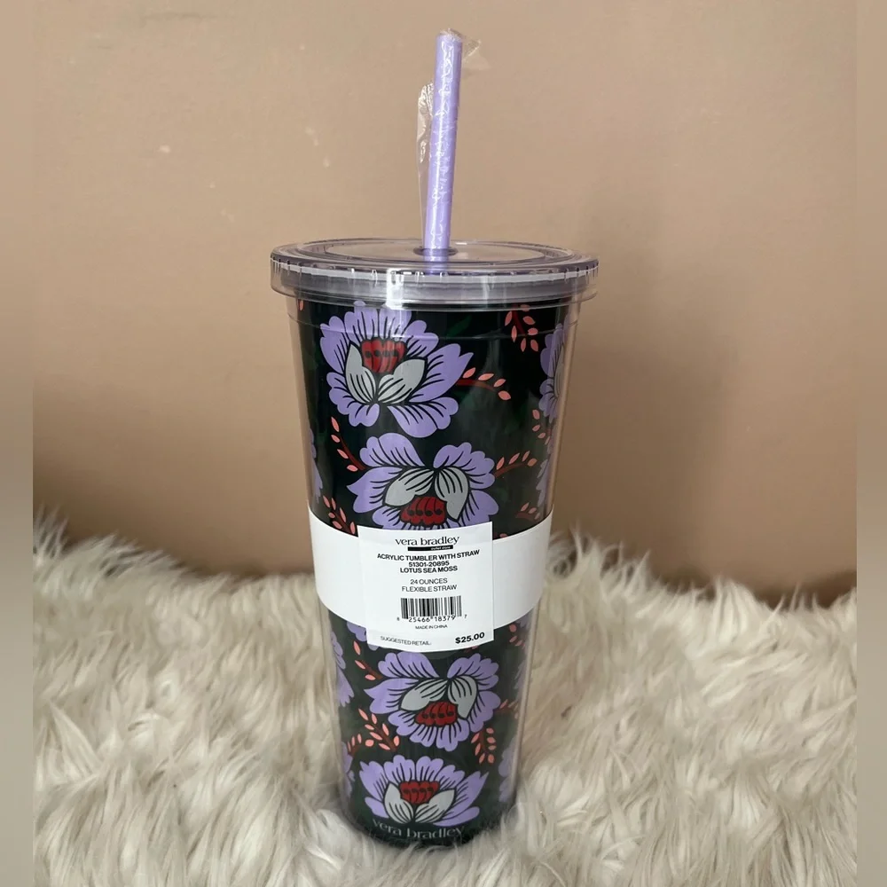 {Vera Bradley} Essential Large Backpack, Lunch Tote, & Tumbler in Lotus Sea Moss